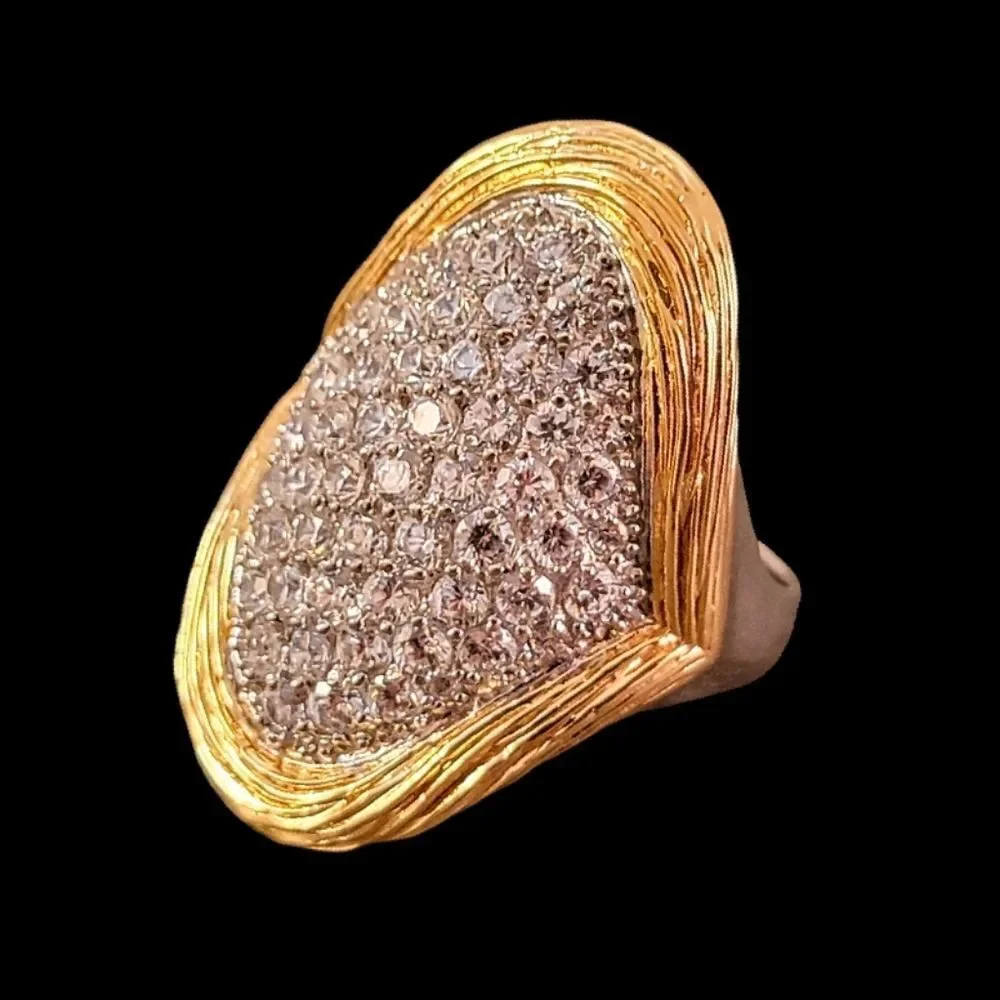 Sterling Two Tone CZ Invisible Set Statement Ring